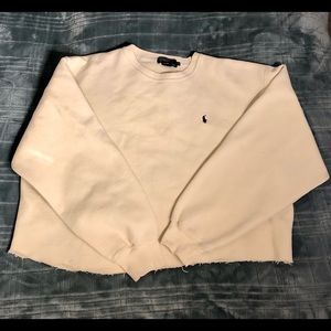 Vintage Pale Yellow Crop Polo Sweatshirt